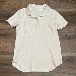 Lululemon Women's Light Baby Pink Polo Shirt PTP is 16” measuring 2 or 4